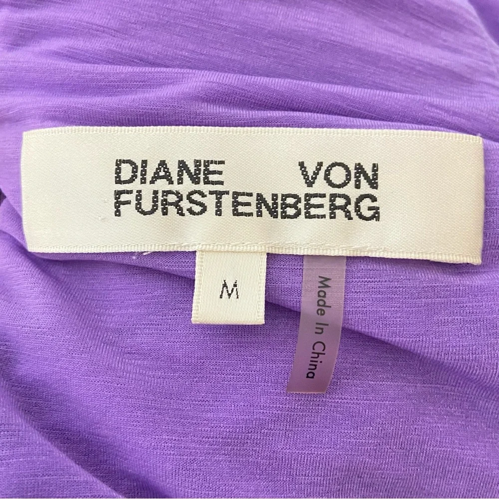 Diane Von Furstenberg Purple Ruched Mock Neck Blouse Women’s Size Medium - Picture 8 of 9